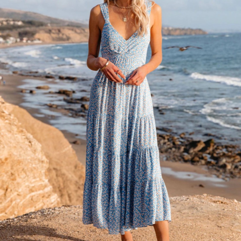 WATERTOWN FLORAL TIE BACK MIDI DRESS